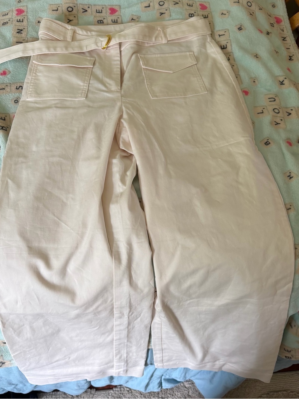 LOFT Curvy Cream High-Rise Pants